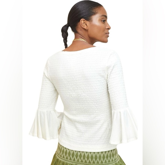 🔥ANTHROPOLOGIE! FOSTER BELL TOP! GORGEOUS IVORY, 3/4 BELL SLEEVES! BOHO! - Picture 5 of 16